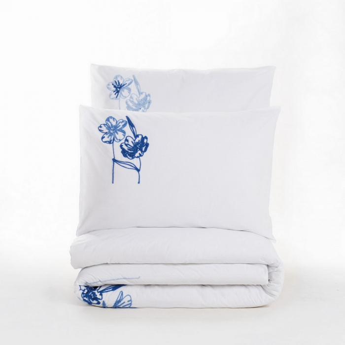 Lenjerie de pat cu broderie, 6 piese, bumbac 100%, Cotton Box, Onella - Blue [4]