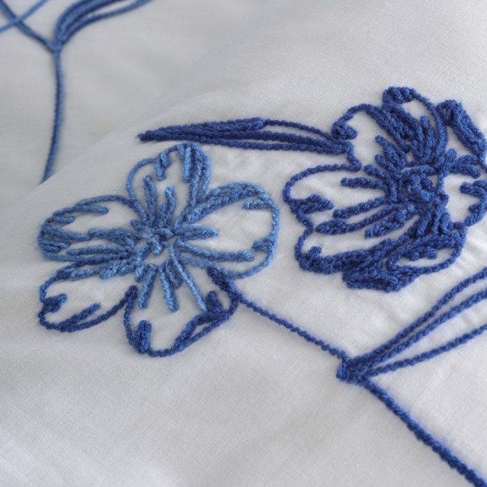 Lenjerie de pat cu broderie, 6 piese, bumbac 100%, Cotton Box, Onella - Blue [3]