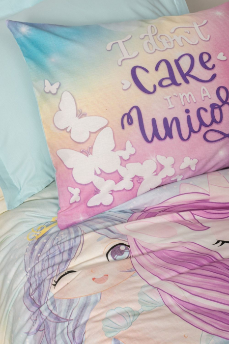 Lenjerie de pat cu elastic, o persoana, bumbac 100%, Cotton Box, Sirena - Mint v2 [2]
