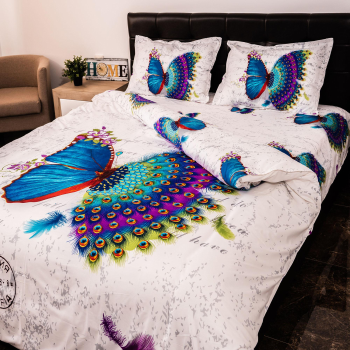 Lenjerie de pat digital print 3D (BUTTERFLY PEACOCK) [4]