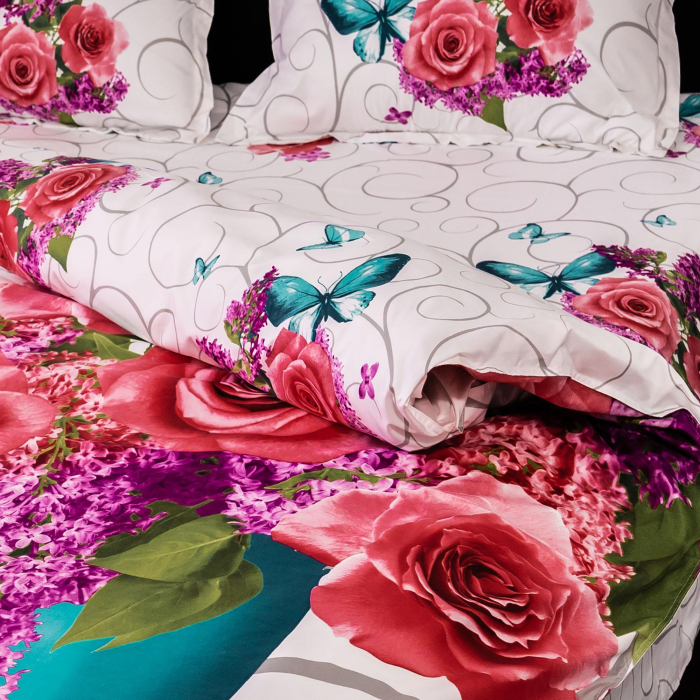 Lenjerie de pat digital print 3D (LILIAC FLOWERS) [3]
