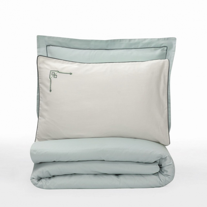Lenjerie de pat Elite satin  brodată, 6 piese, bumbac 100%, Cotton Box, Vanko - Mint [3]