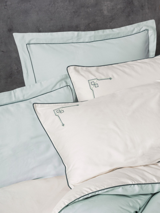 Lenjerie de pat Elite satin  brodată, 6 piese, bumbac 100%, Cotton Box, Vanko - Mint [2]