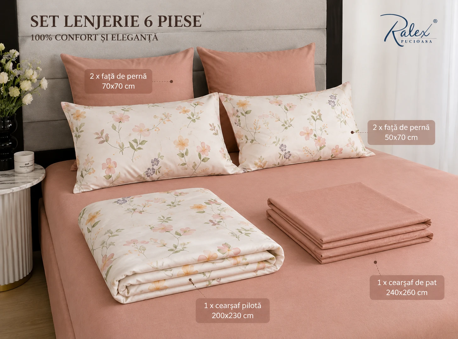 Lenjerie de pat Finet 6 piese cu cearsaf [2]