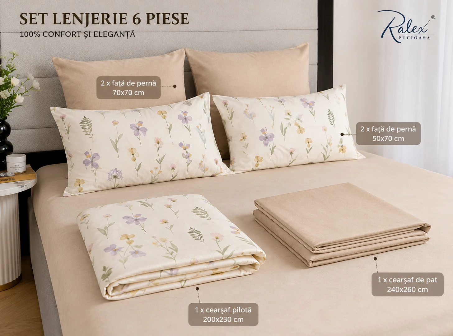 Lenjerie de pat Finet 6 piese cu cearsaf [2]