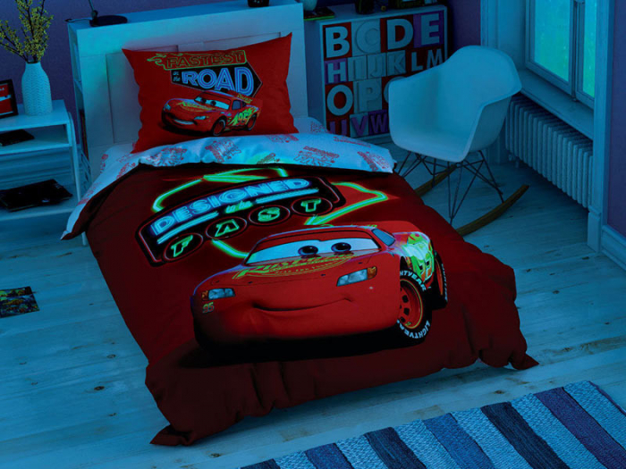 Lenjerie de pat, o persoana, bumbac 100%, TAC, Cars Shiny Road [2]