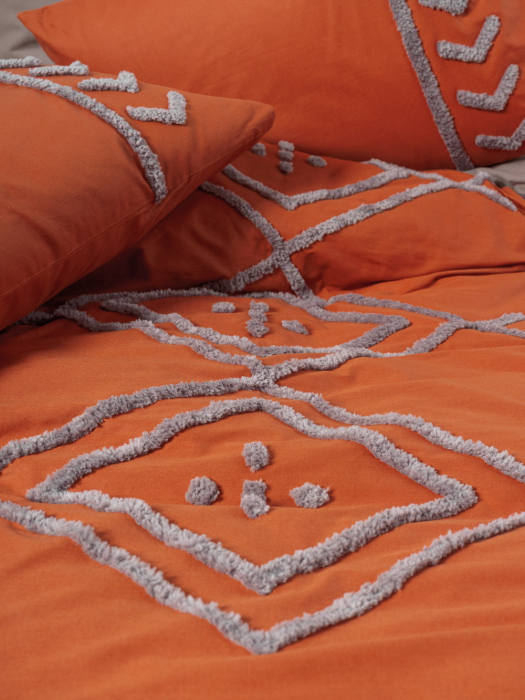 Lenjerie de pat Puff, două persoane, bumbac 100%, Cotton Box, Liya - Tile Red [2]