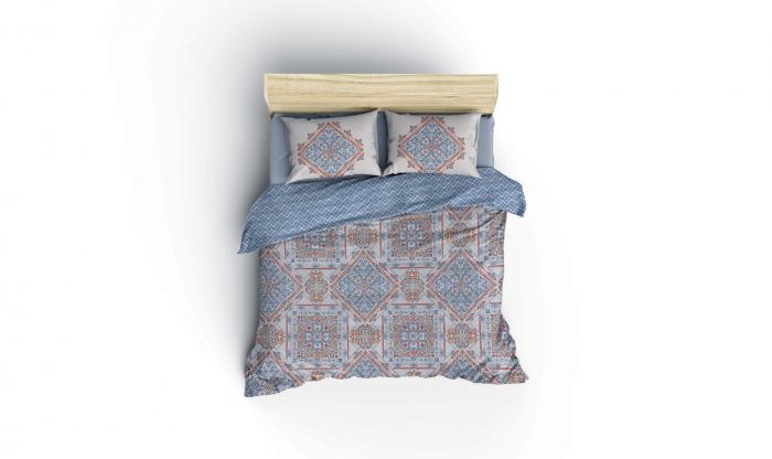 Lenjerie de pat ranforce, două persoane, bumbac 100%, Cotton Box, Grande - Blue [3]