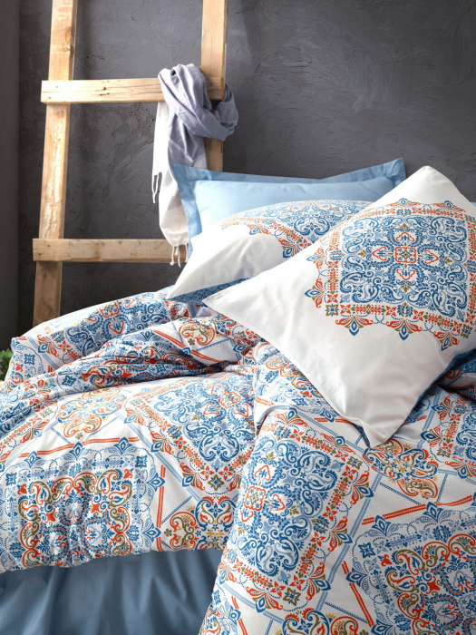 Lenjerie de pat ranforce, două persoane, bumbac 100%, Cotton Box, Grande - Blue [2]