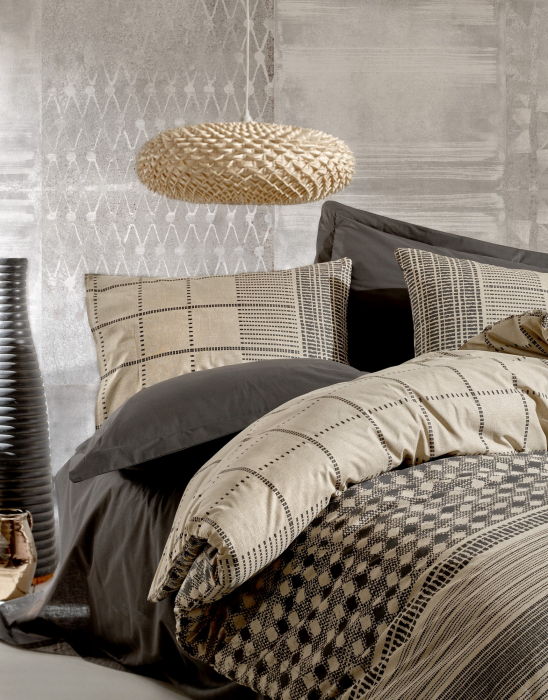 Lenjerie de pat ranforce, două persoane, bumbac 100%, Cotton Box, Rina - Anthracite [2]