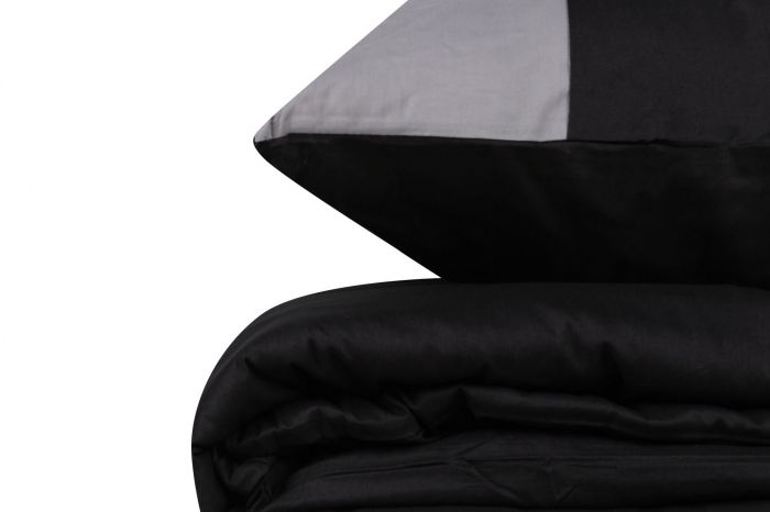 Lenjerie de pat ranforce, două persoane, bumbac 100%, Cotton Box, Plain - Black, Grey [4]