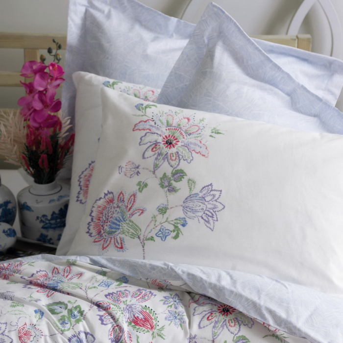 Lenjerie de pat ranforce, două persoane, bumbac 100%, Cotton Box, Adsila - Blue [2]