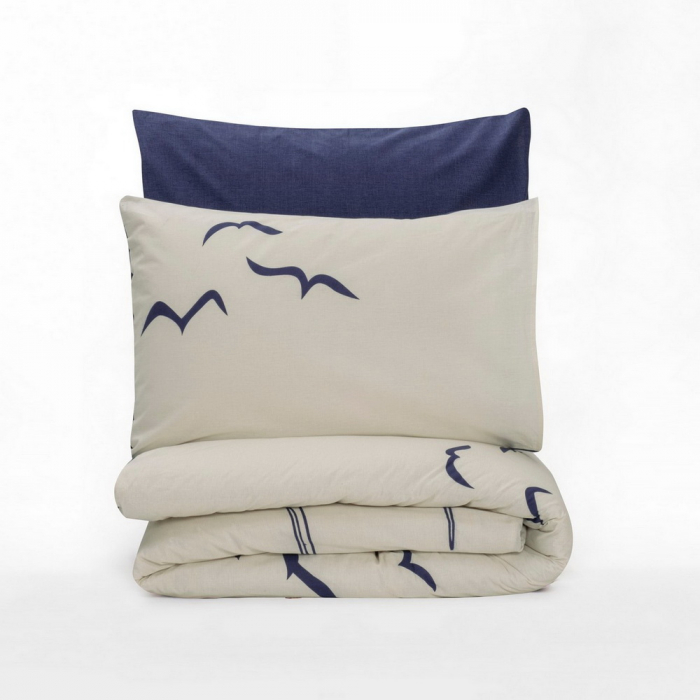 Lenjerie de pat ranforce, două persoane, bumbac 100%, Cotton Box, Larum - Dark Blue [3]