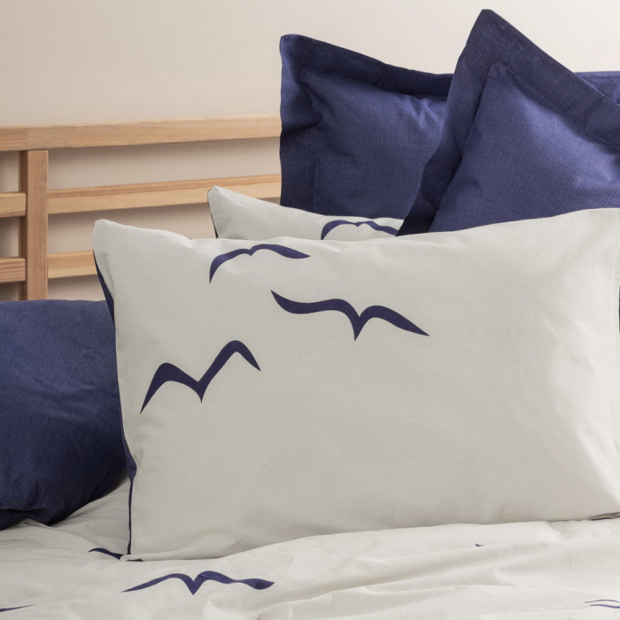 Lenjerie de pat ranforce, două persoane, bumbac 100%, Cotton Box, Larum - Dark Blue [2]