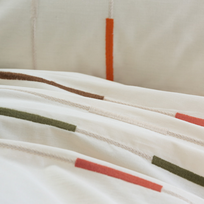 Lenjerie de pat ranforce, două persoane, bumbac 100%, Cotton Box, Ivory - Green [2]