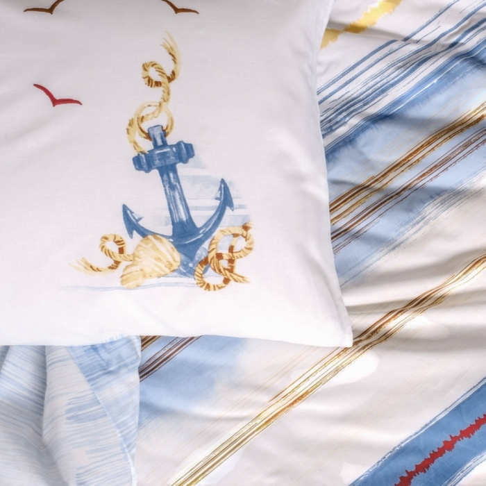 Lenjerie de pat ranforce, două persoane, bumbac 100%, Cotton Box, Moreno - Blue [2]