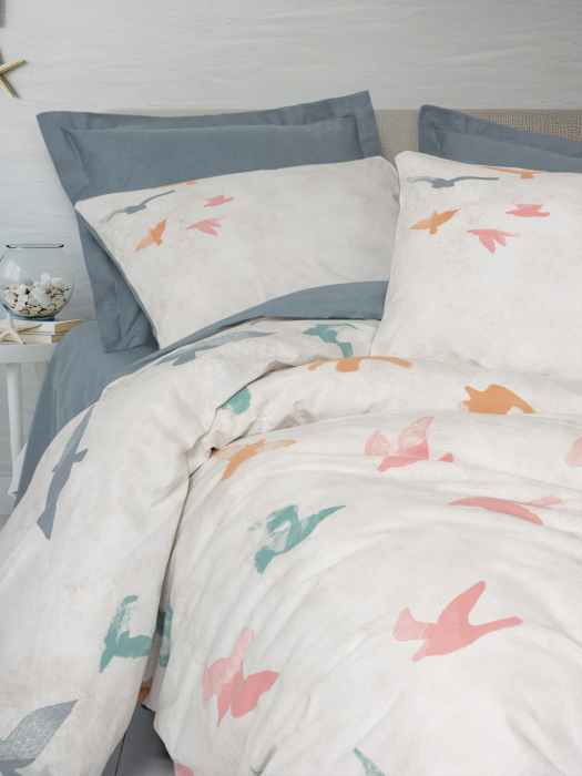 Lenjerie de pat ranforce, două persoane, bumbac 100%, Cotton Box, Kaija - Blue [2]