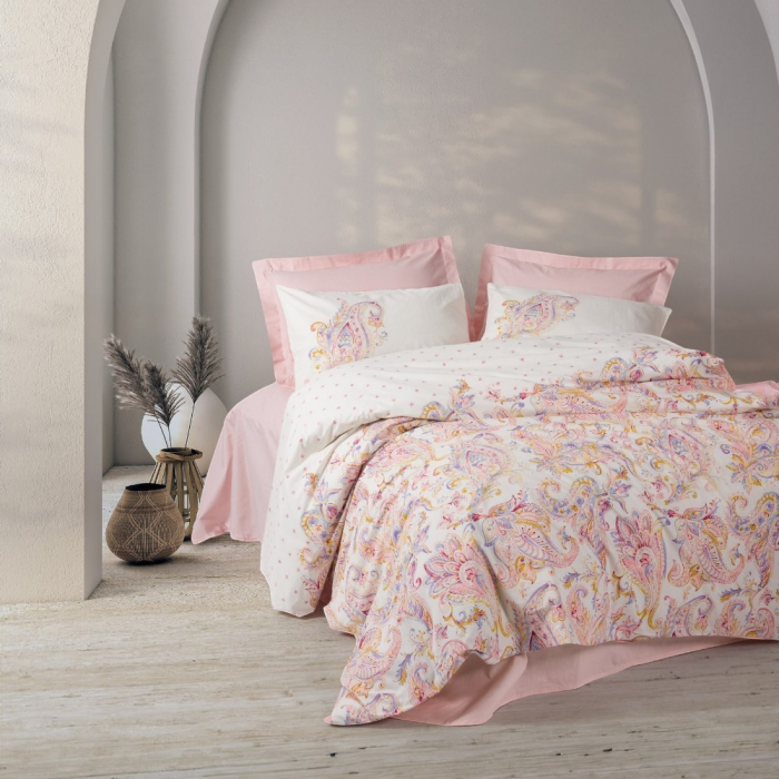 Lenjerie de pat ranforce, două persoane, bumbac 100%, Cotton Box, Muna - Pink [1]