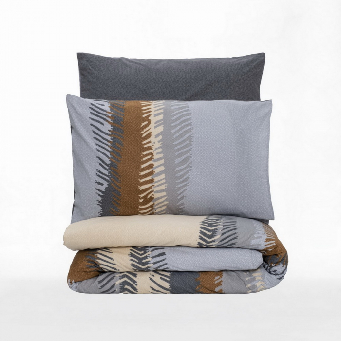Lenjerie de pat ranforce, două persoane, bumbac 100%, Cotton Box, Asel - Anthracite [3]