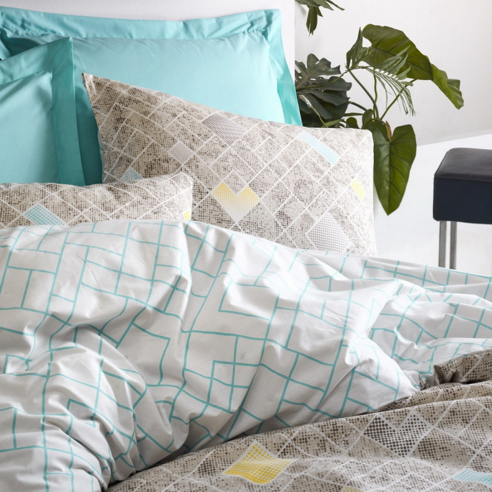 Lenjerie de pat ranforce, două persoane, bumbac 100%, Cotton Box, Dotted - Turquoise [2]