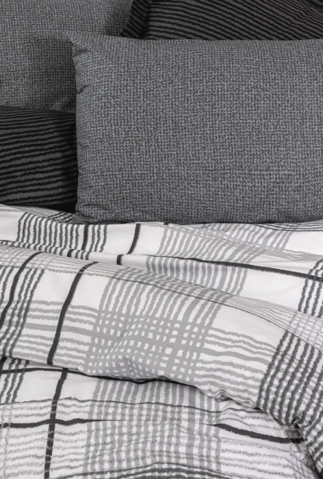 Lenjerie de pat ranforce, două persoane, bumbac 100%, Cotton Box, Will - Anthracite [2]