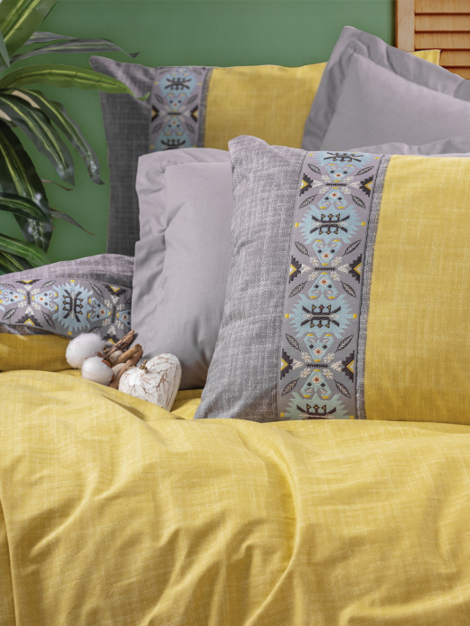 Lenjerie de pat ranforce, două persoane, bumbac 100%, Cotton Box, Aponi - Grey [2]