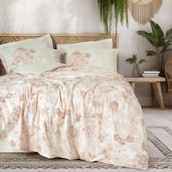 Lenjerie de pat ranforce, două persoane, bumbac 100%, Cotton Box, Vestige - Beige [1]