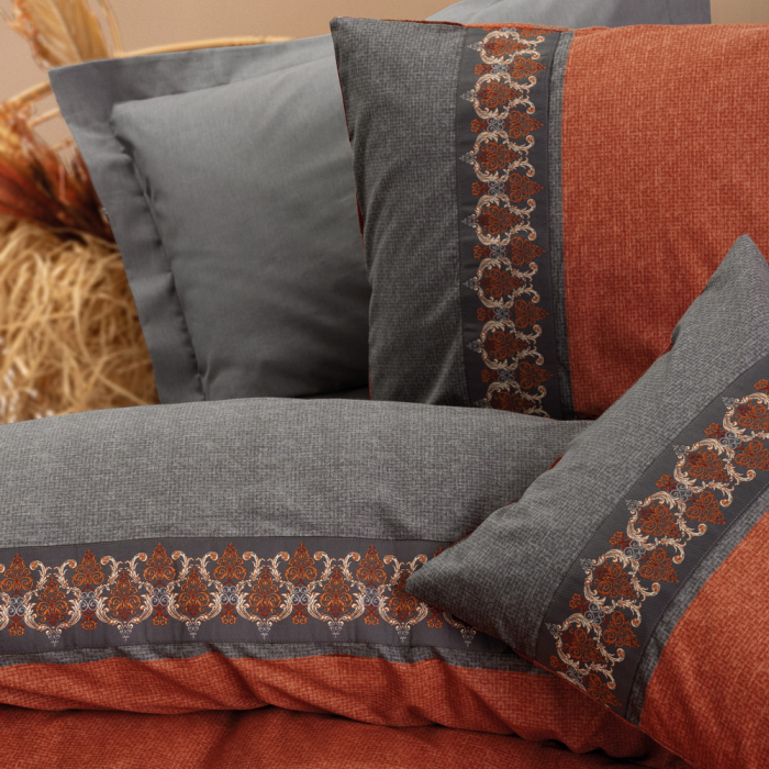 Lenjerie de pat ranforce, două persoane, bumbac 100%, Cotton Box, Folk Art - Tamaya - Tile Red [2]