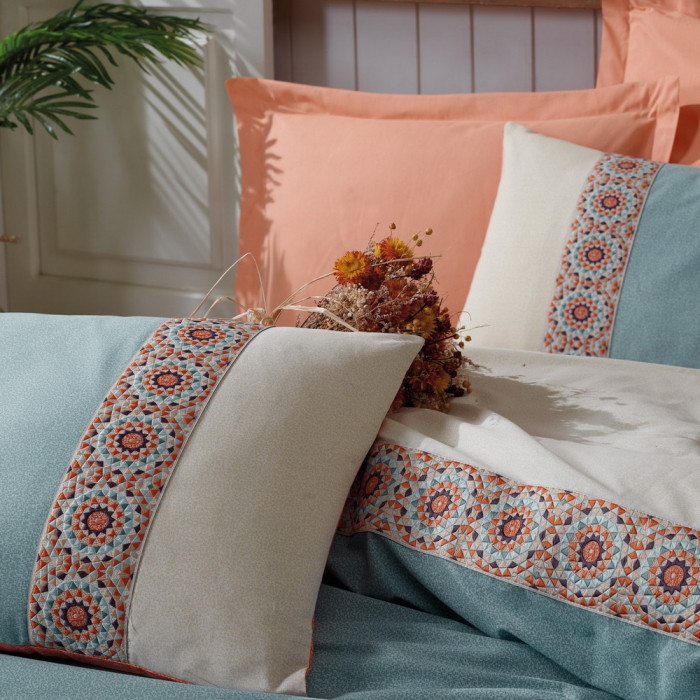 Lenjerie de pat ranforce, două persoane, bumbac 100%, Cotton Box, Akila - Cinnamon [2]