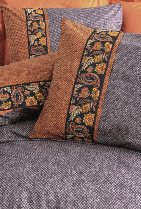 Lenjerie de pat ranforce, două persoane, bumbac 100%, Cotton Box, Tamaya - Tile Red [2]