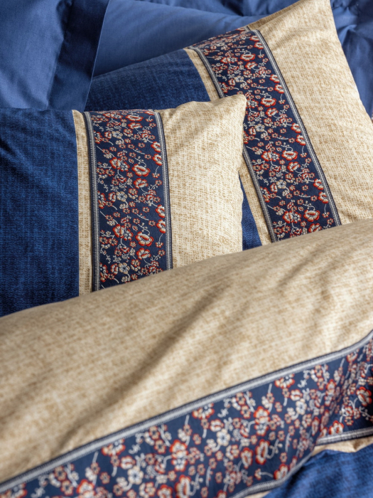 Lenjerie de pat ranforce, două persoane, bumbac 100%, Cotton Box, Folk Art - Rayen - Dark Blue [2]