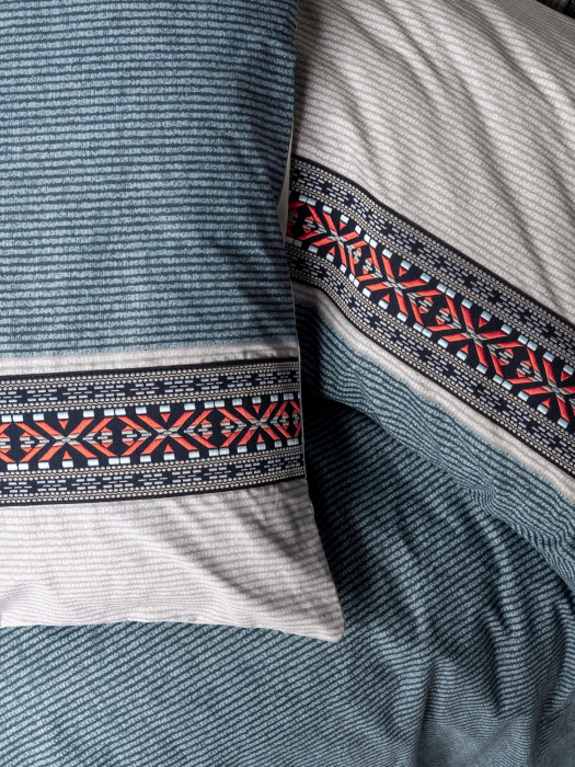 Lenjerie de pat ranforce, două persoane, bumbac 100%, Cotton Box, Folkart - Polku - Grey [2]