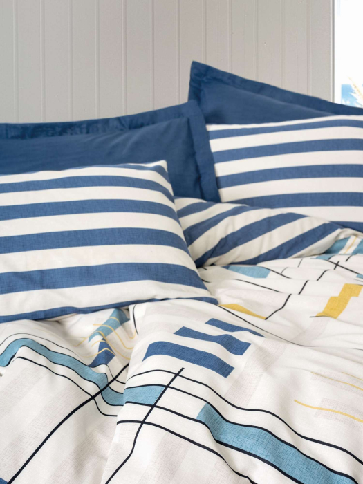 Lenjerie de pat ranforce, două persoane, bumbac 100%, Cotton Box, Lunox - Dark Blue [2]