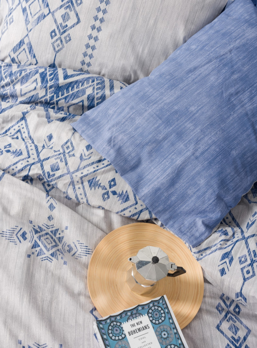 Lenjerie de pat ranforce, două persoane, bumbac 100%, Cotton Box, Cleo - Blue [3]