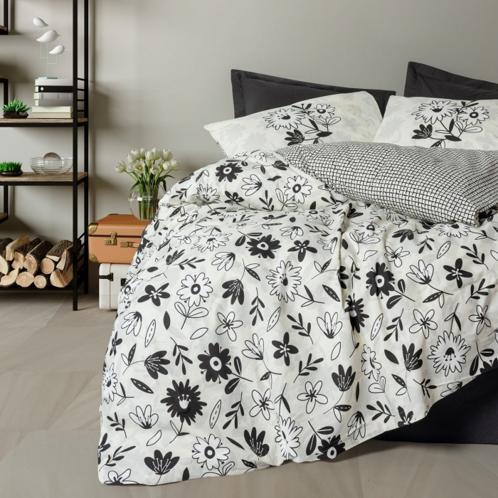 Lenjerie de pat ranforce, două persoane, bumbac 100%, Cotton Box, Meresa - Black [1]