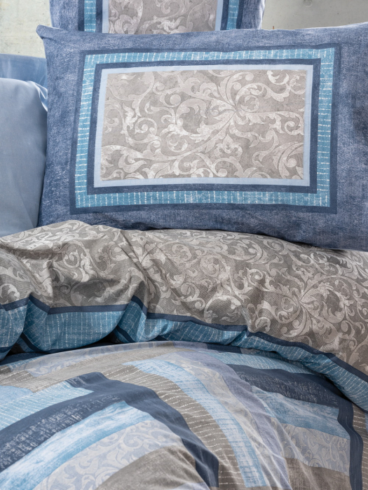 Lenjerie de pat ranforce, două persoane, bumbac 100%, Cotton Box, Groovy - Blue [2]