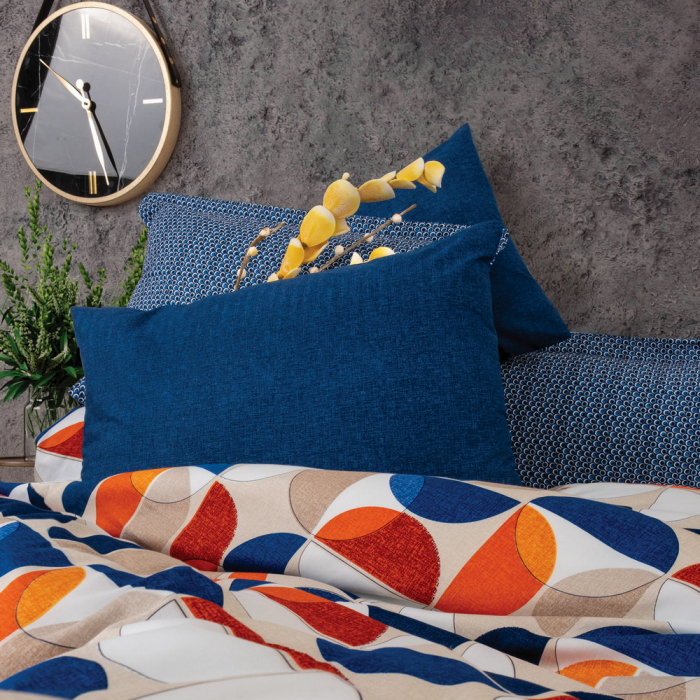 Lenjerie de pat ranforce, două persoane, bumbac 100%, Cotton Box, Ring - Blue [2]