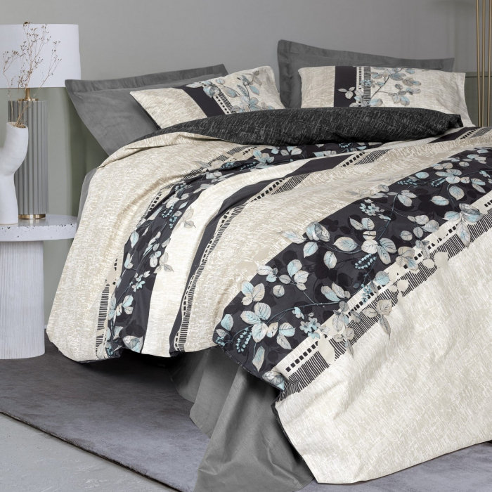 Lenjerie de pat ranforce, două persoane, bumbac 100%, Cotton Box, Lehlare - Anthracite [1]