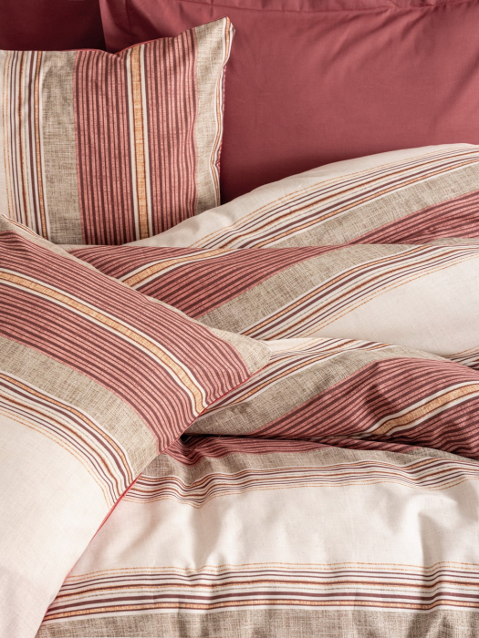 Lenjerie de pat ranforce, două persoane, bumbac 100%, Cotton Box, Kenway - Claret Red [2]