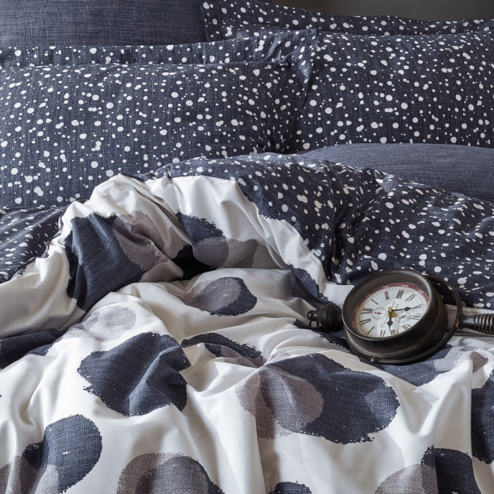 Lenjerie de pat ranforce, două persoane, bumbac 100%, Cotton Box, Orva - Indigo Blue [2]