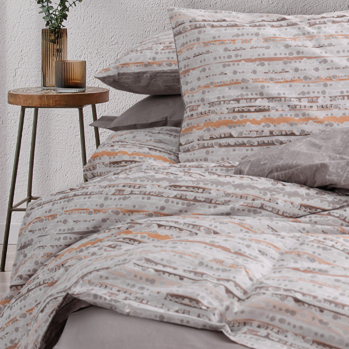 Lenjerie de pat ranforce, două persoane, bumbac 100%, Cotton Box, Fleck - Mink [2]