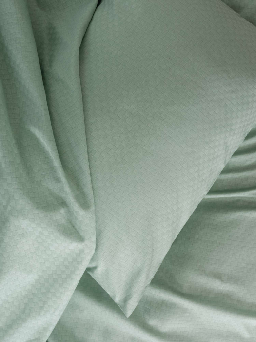 Lenjerie de pat ranforce, două persoane, bumbac 100%, Cotton Box, Plaid - Sage [3]