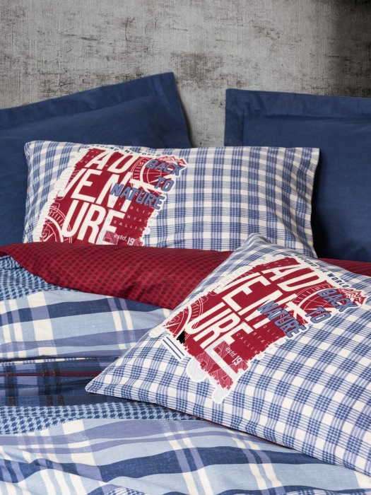 Lenjerie de pat ranforce, două persoane, bumbac 100%, Cotton Box, Roger - Dark Blue [2]