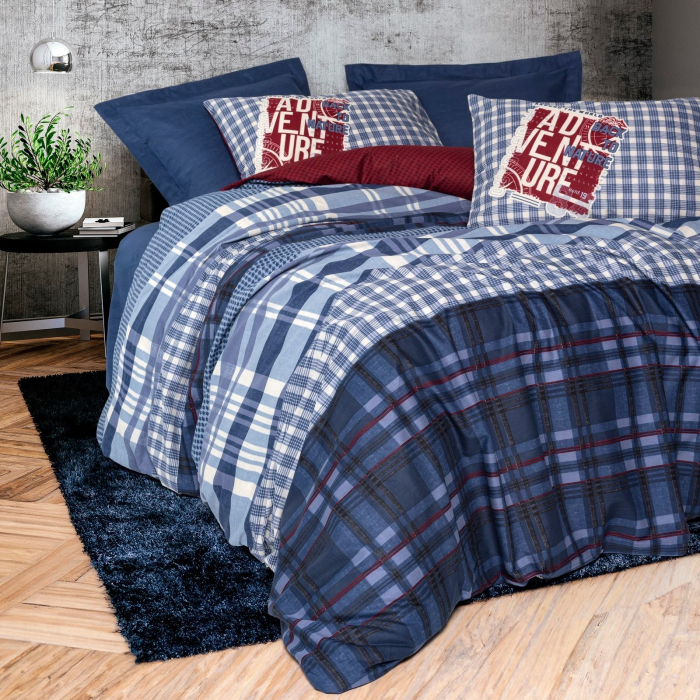 Lenjerie de pat ranforce, două persoane, bumbac 100%, Cotton Box, Roger - Dark Blue [1]