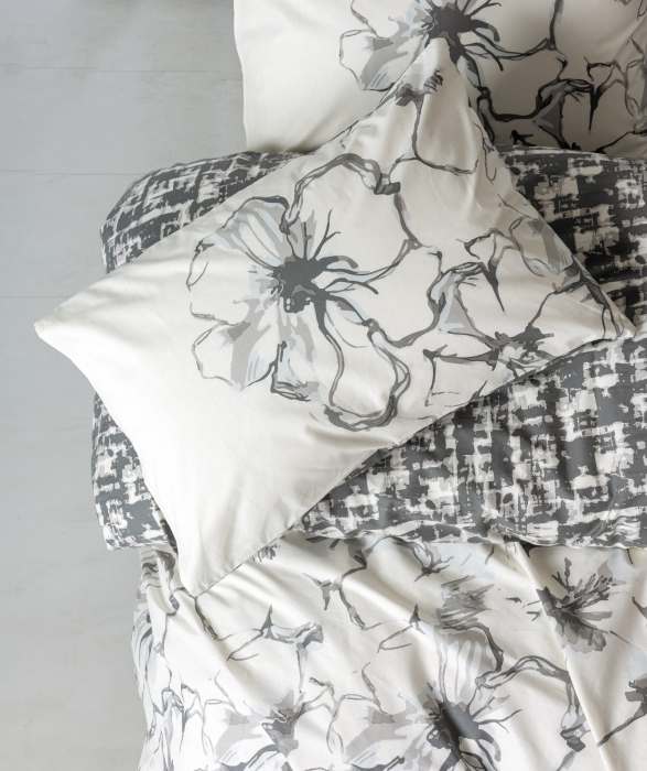 Lenjerie de pat ranforce, două persoane, bumbac 100%, Cotton Box, Hilaris - Anthracite [2]