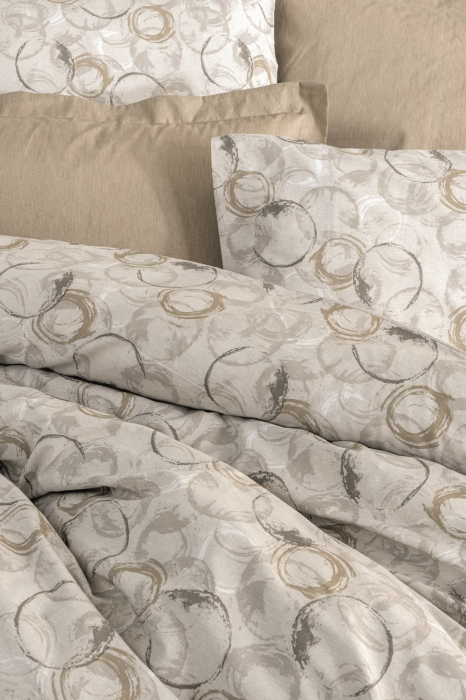 Lenjerie de pat ranforce, două persoane, bumbac 100%, Cotton Box, Moil - Beige [2]