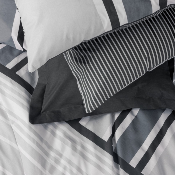 Lenjerie de pat ranforce, două persoane, bumbac 100%, Cotton Box, Nobby - Anthracite [2]
