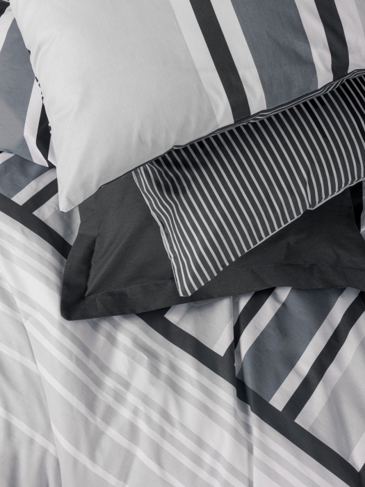 Lenjerie de pat ranforce, două persoane, bumbac 100%, Cotton Box, Nobby - Anthracite [3]