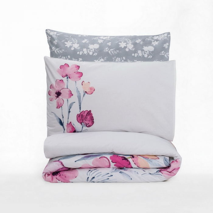 Lenjerie de pat ranforce, două persoane, bumbac 100%, Cotton Box, Carla - Grey [3]