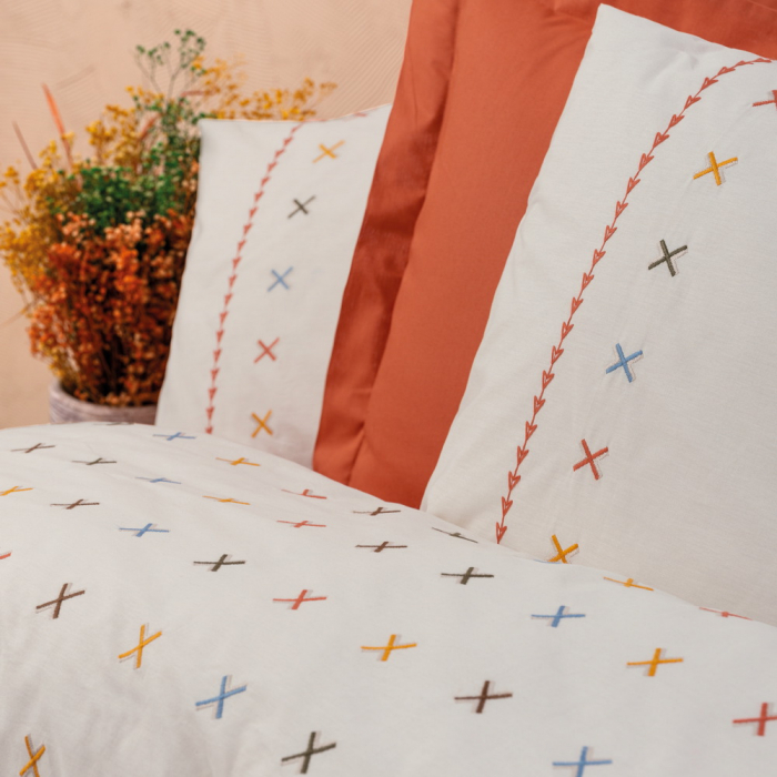 Lenjerie de pat ranforce, două persoane, bumbac 100%, Cotton Box, Joli - Tile Red [2]